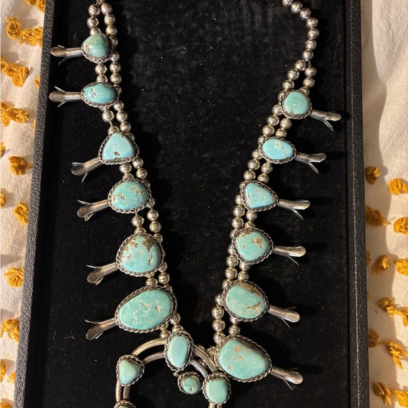 vintage Squash blossom necklace Jewelry - Turquoise and Silver Women's Necklace